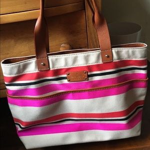 Excellent Condition Kate Spade canvas striped tote
